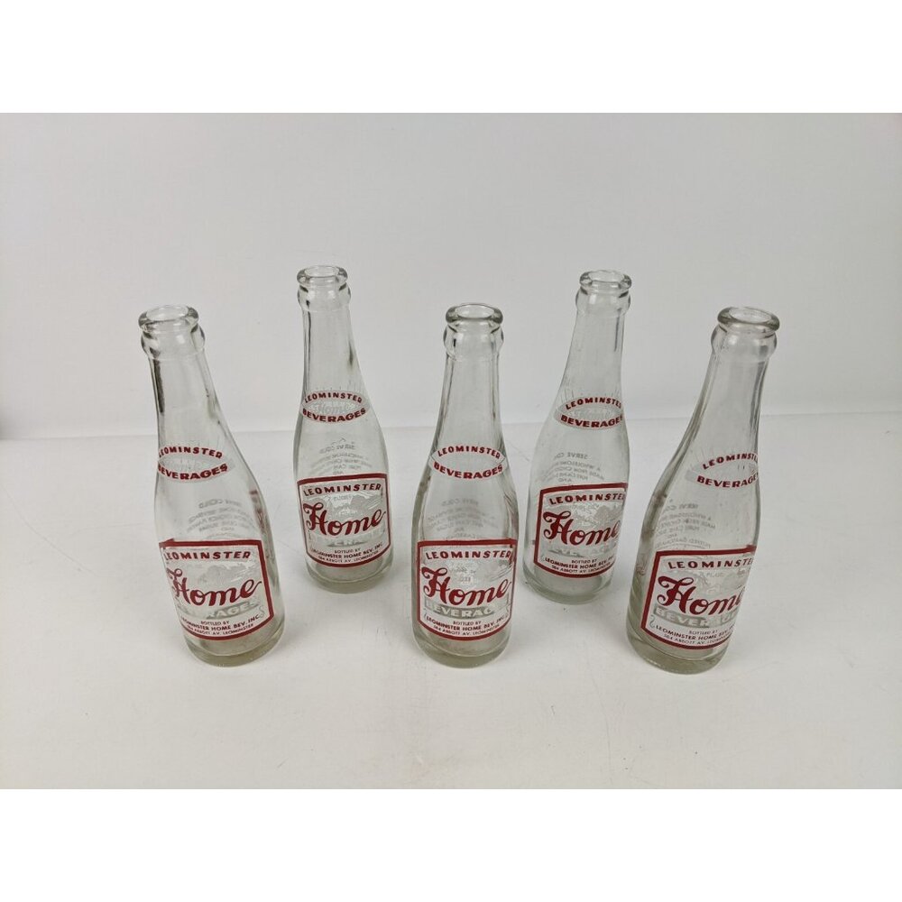 Vintage Soda Pop Bottle 1950s Leominster Home Beverages - 7 Oz - Lot of 5